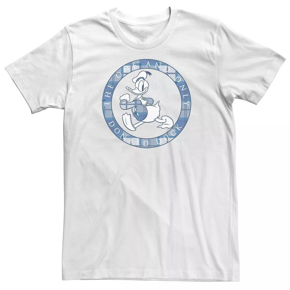 Disney's Donald Duck Big & Tall Plaid Portrait Circle Logo Tee, Men's, Size: 3XL Tall, White Product Image