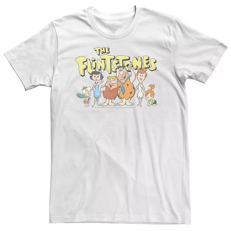 Big & Tall The Flintstones Meet The Family Portrait Tee, Men's, Size: 4XL Tall, White Product Image