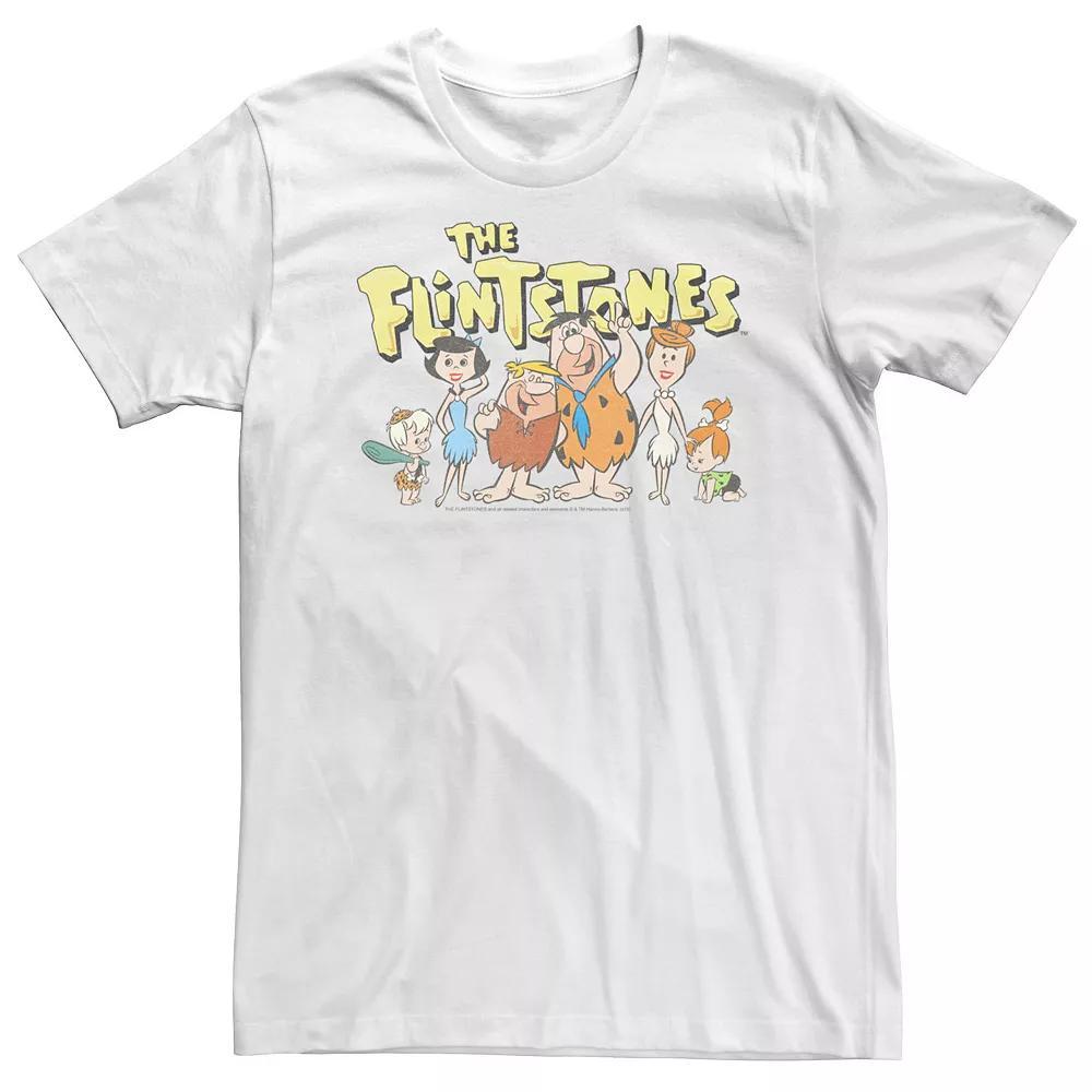 Big & Tall The Flintstones Meet The Family Portrait Tee, Men's, Size: 4XL Tall, White Product Image