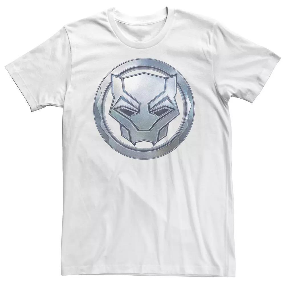 Men's Marvel Wakanda Forever Metallic Black Panther Icon Tee, Size: XS, White Product Image