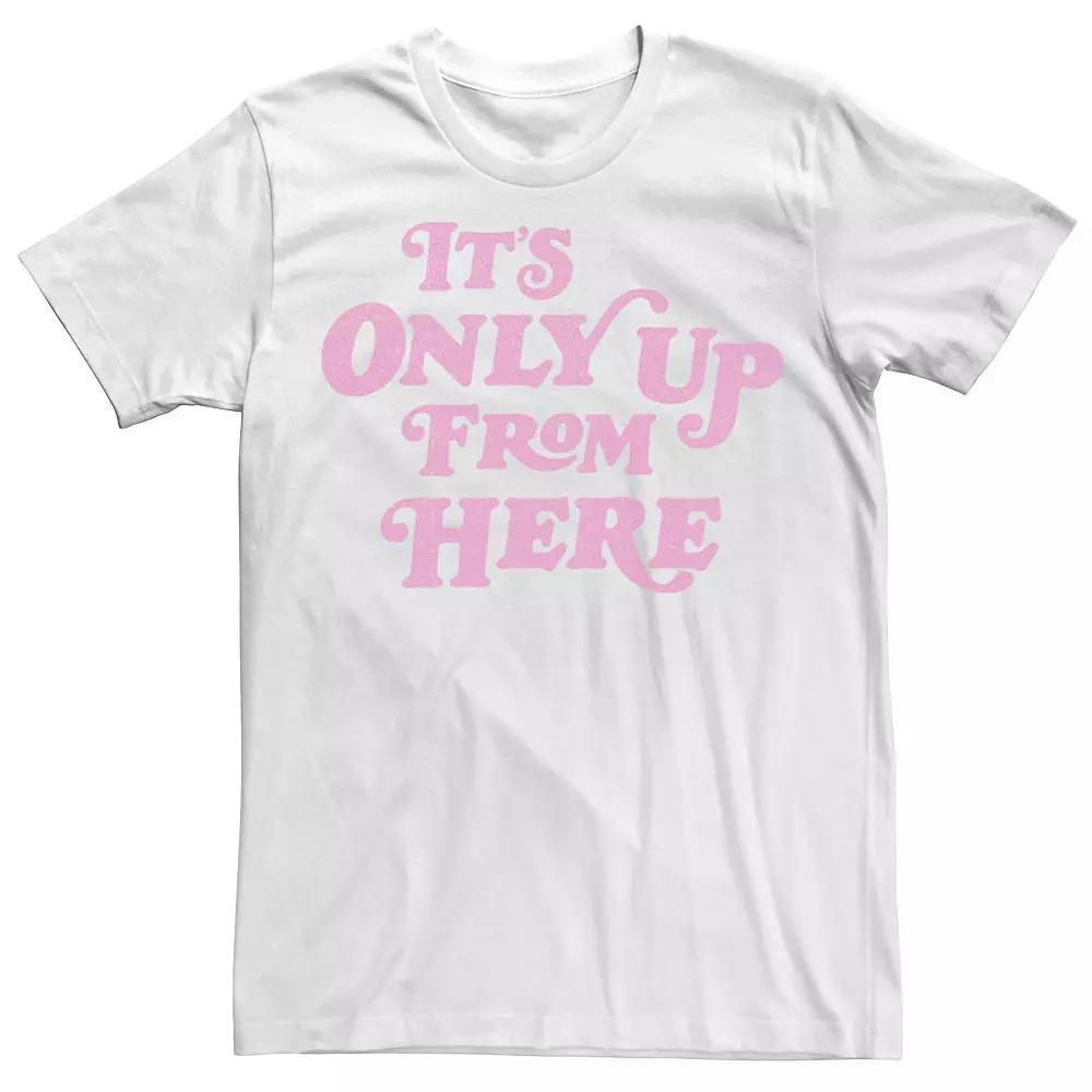 Men's Trendy Only Up Text Tee, Size: XL, White Product Image
