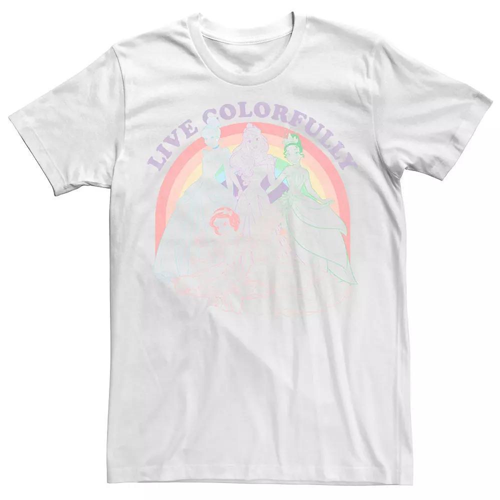 Disney Princess Cinderella, Aurora, Tiana, Snow White & Belle Live Colorfully Portrait Men's Graphic Tee, Size: Medium Product Image