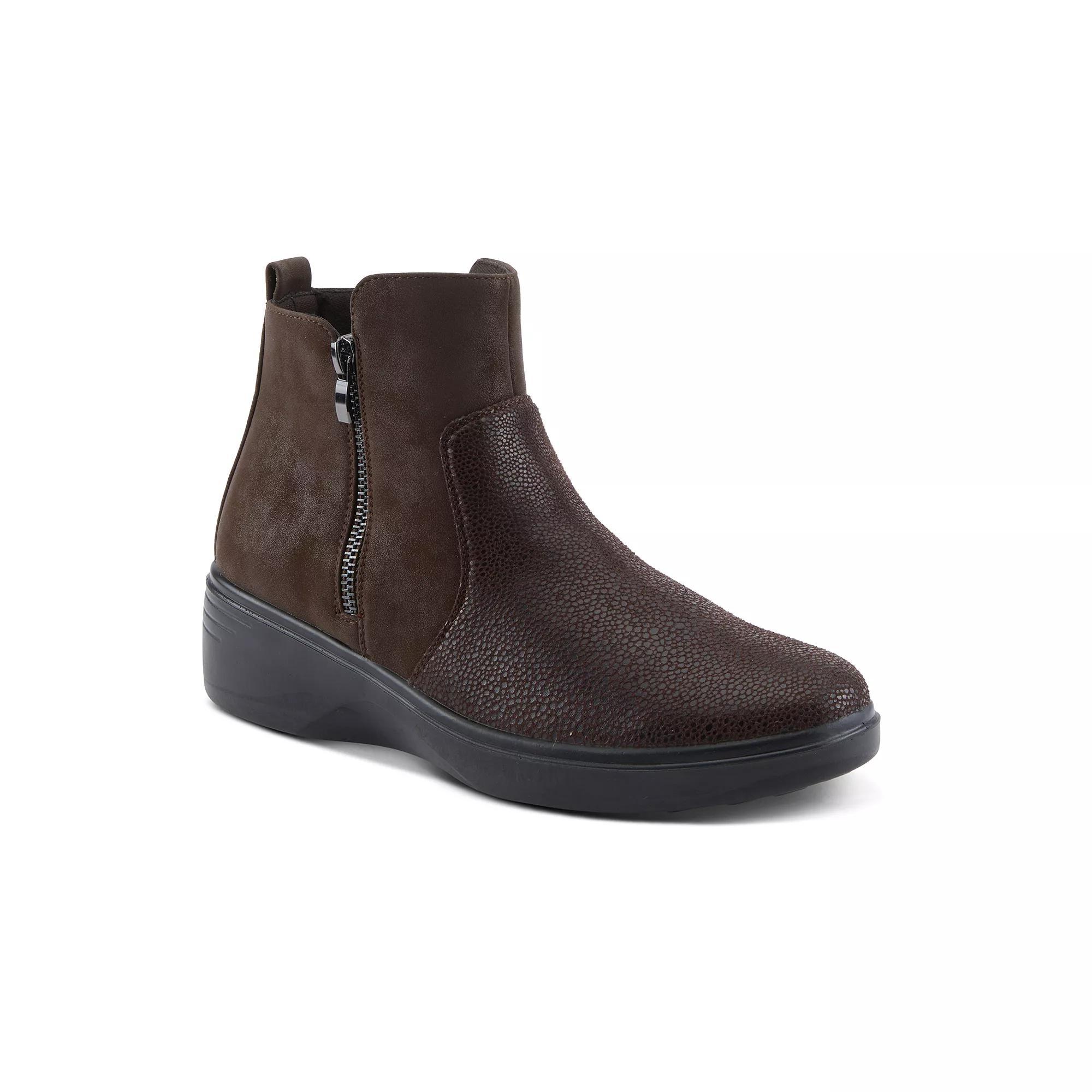 Flexus by Spring Step Yancey Women's Side Zip Wedge Ankle Boots, Size: 39, Brown Brown Product Image