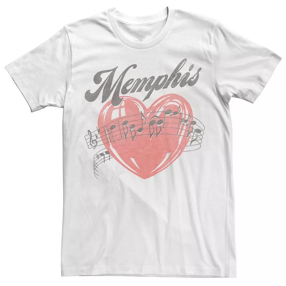 Men's Trendy Memphis Music Notes Beating Heart Tee, Size: Medium, White Product Image