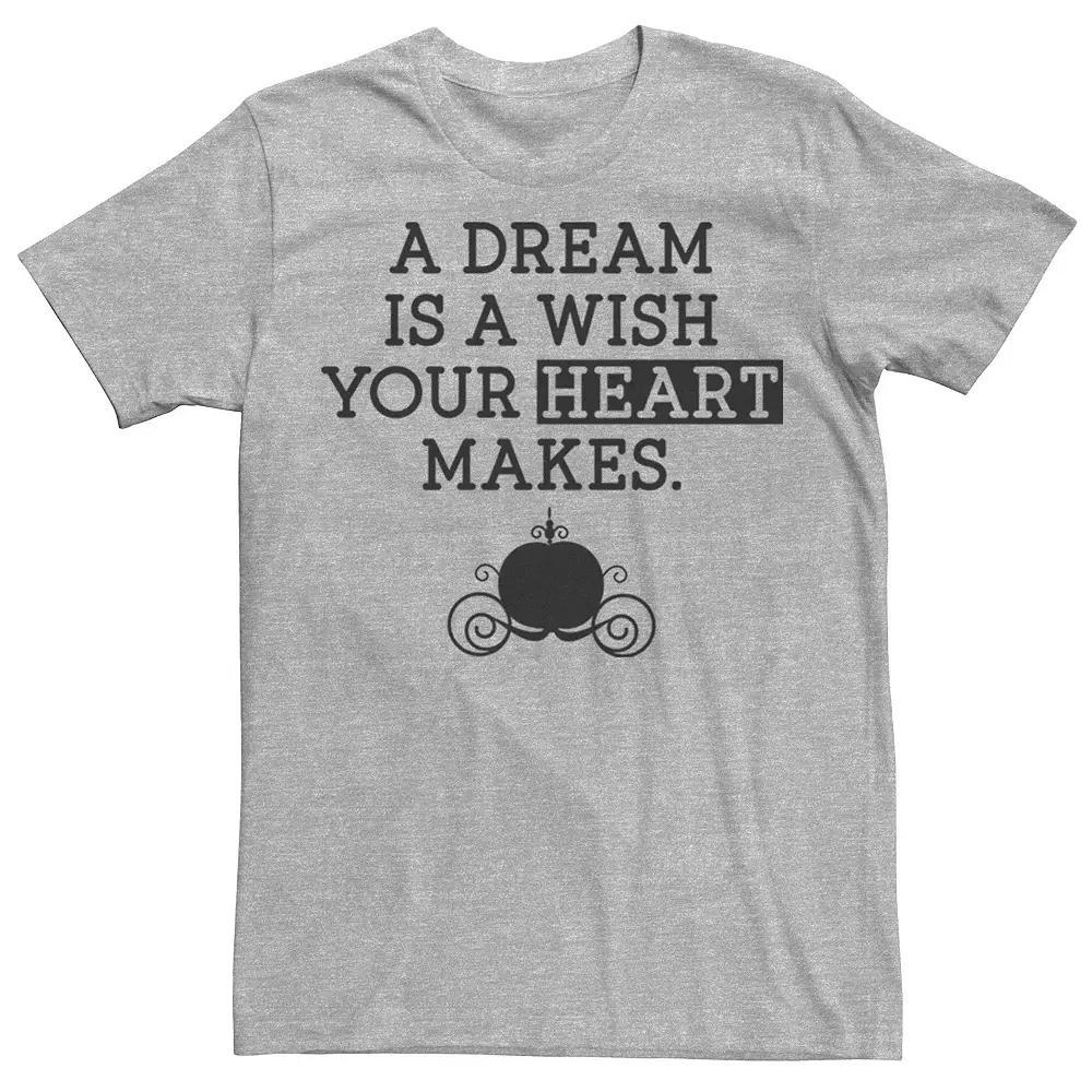 Disney's Cinderella Men's Dream Tee, Size: Small, Athletic Grey Product Image