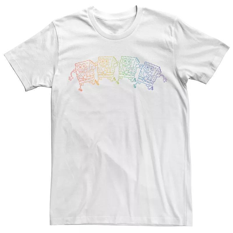 Men's SpongeBob SquarePants Pride Rainbow Outline Tee, Size: Large, White Product Image