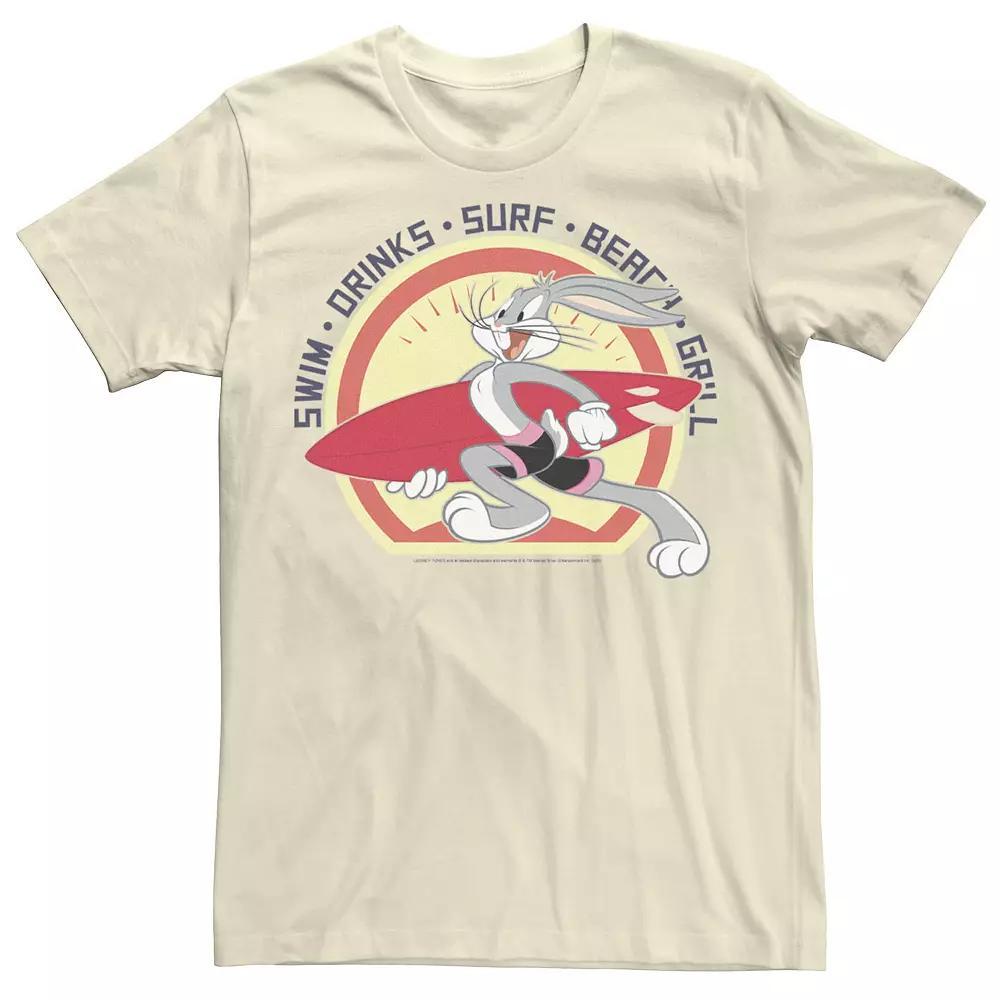 Men's Looney Tunes Bugs Bunny Surf Logo Tee, Size: Medium, Natural Product Image
