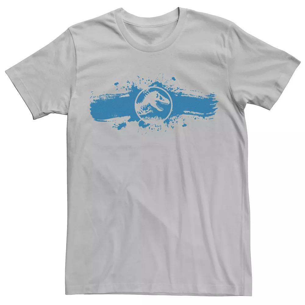 Men's Jurassic World Logo Blue Paint Splatter Graphic Tee, Size: XL, Silver Product Image
