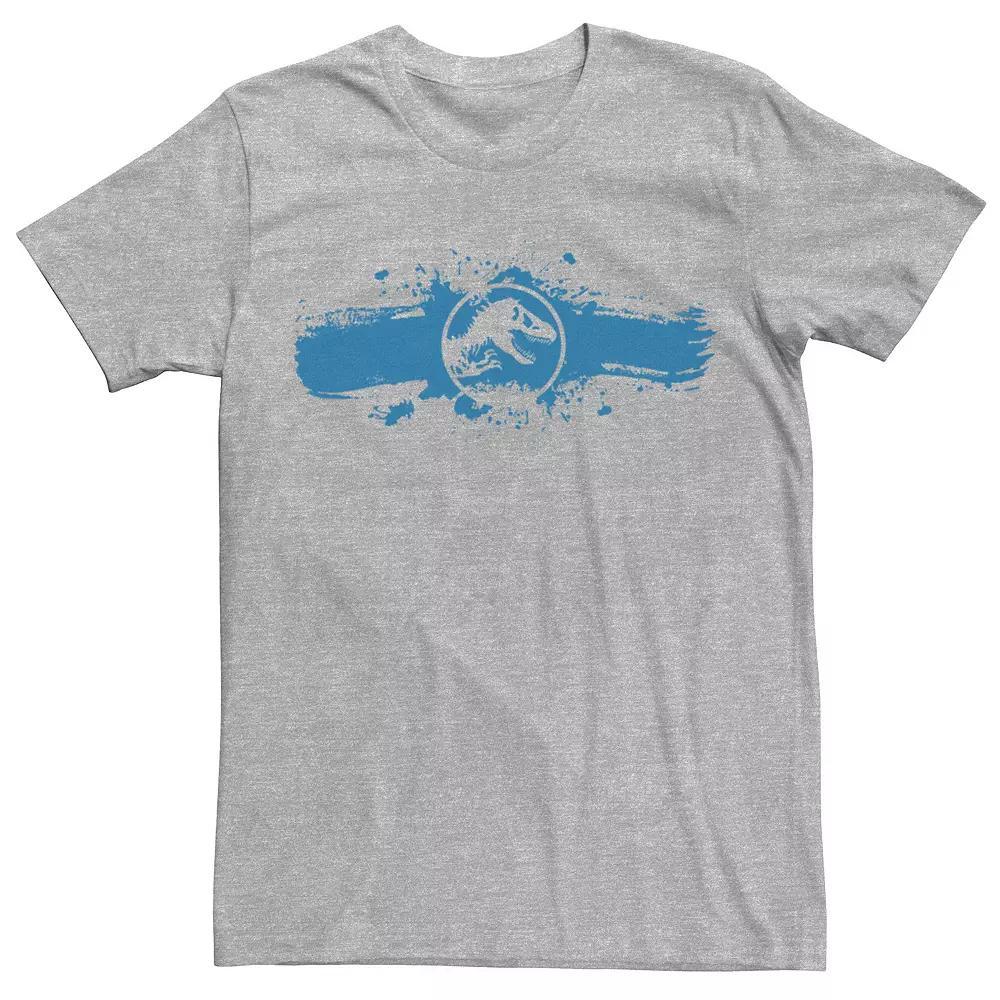 Men's Jurassic World Logo Blue Paint Splatter Graphic Tee, Size: XL, Silver Product Image