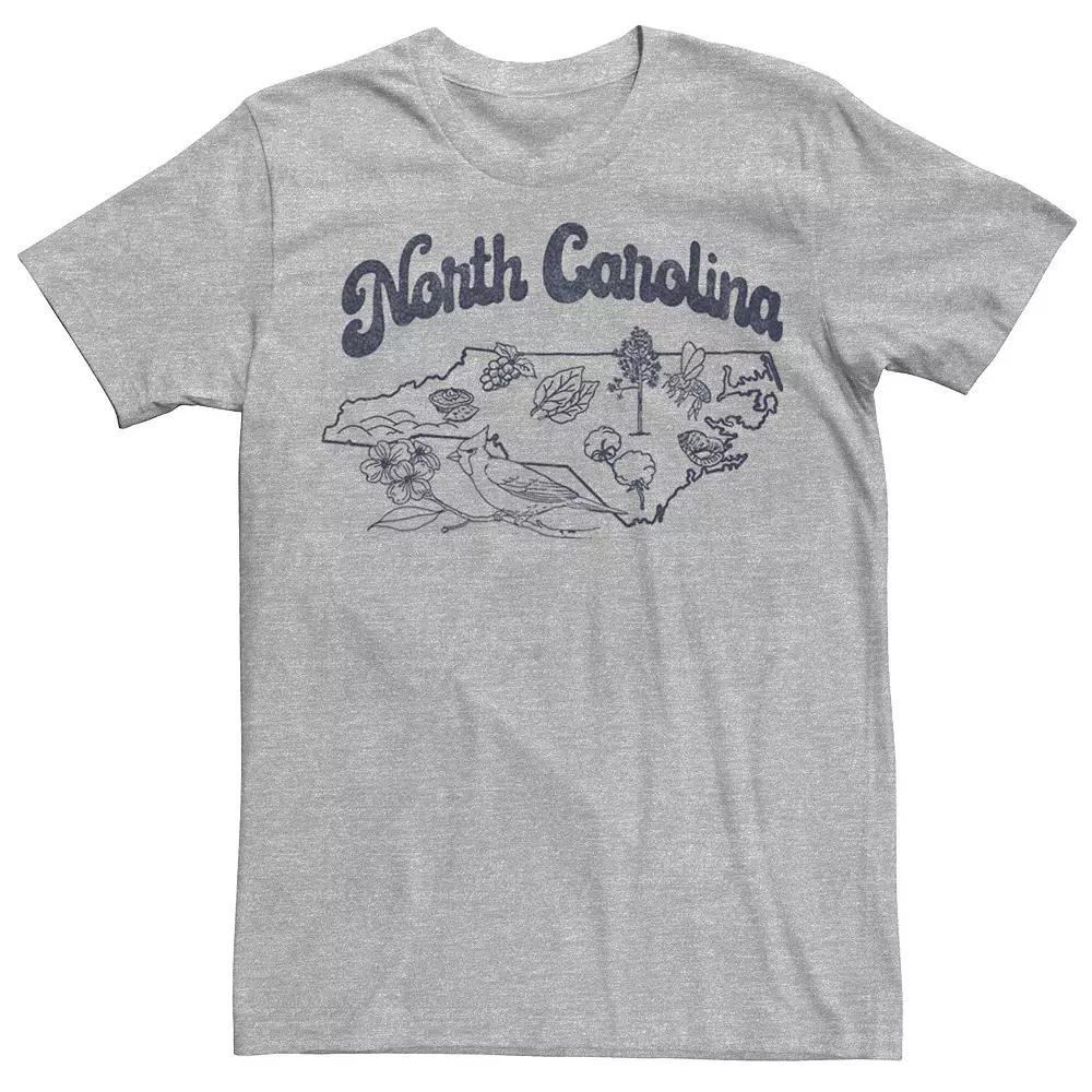 Men's North Carolina Landmarks Map Sketch Tee, Size: Large, Athletic Grey Product Image