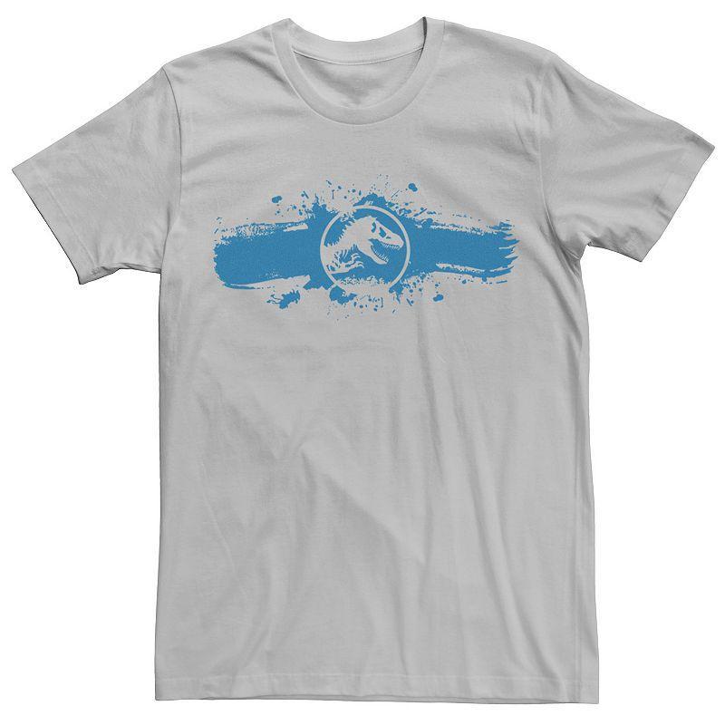 Men's Jurassic World Logo Blue Paint Splatter Graphic Tee, Size: XL, Silver Product Image