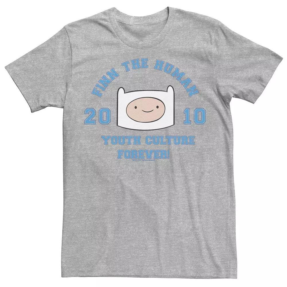 Men's Adventure Time Finn The Human Youth Culture Forever Graphic Tee, Size: 3XL, Athletic Grey Product Image
