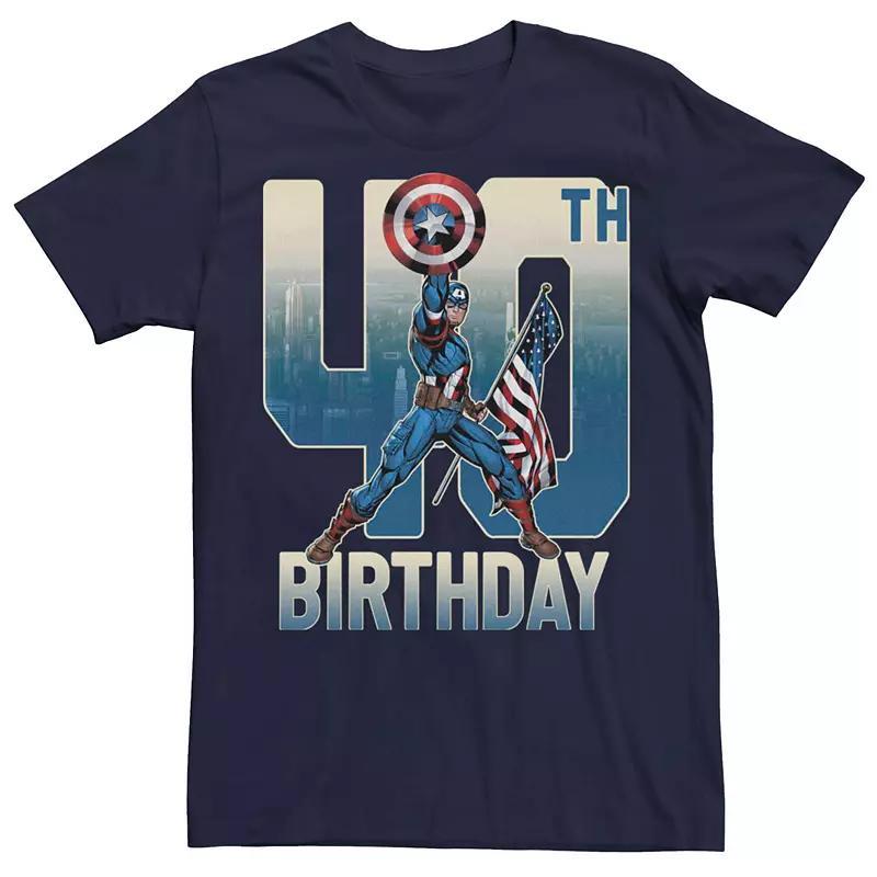 Men's Marvel Captain America 40th Birthday Tee, Size: Large, Blue Product Image
