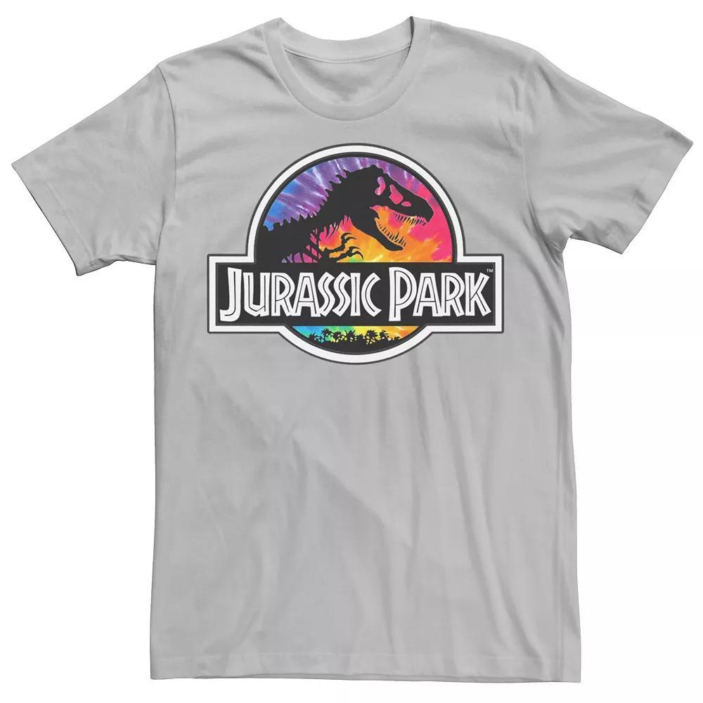 Men's Jurassic Park Tie Dye Classic Logo Graphic Tee, Size: XXL, Silver Product Image