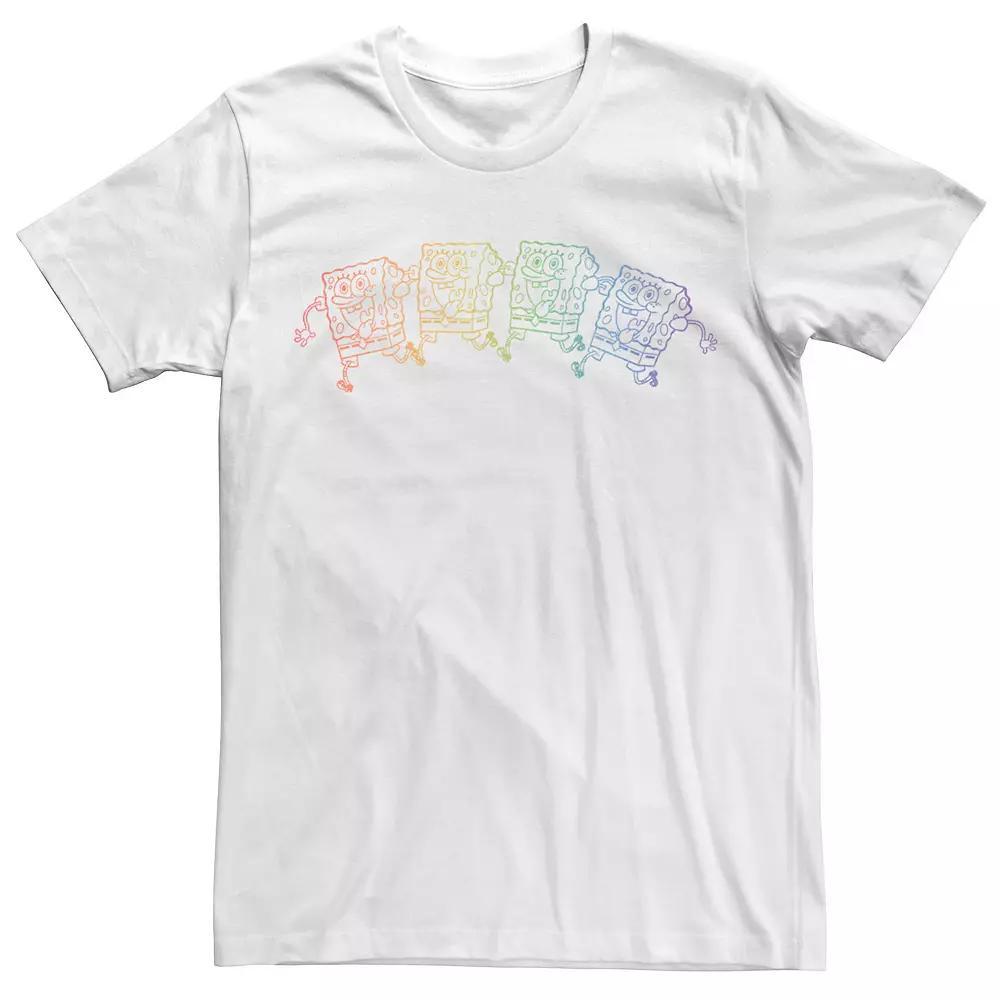 Men's SpongeBob SquarePants Pride Rainbow Outline Tee, Size: Large, White Product Image