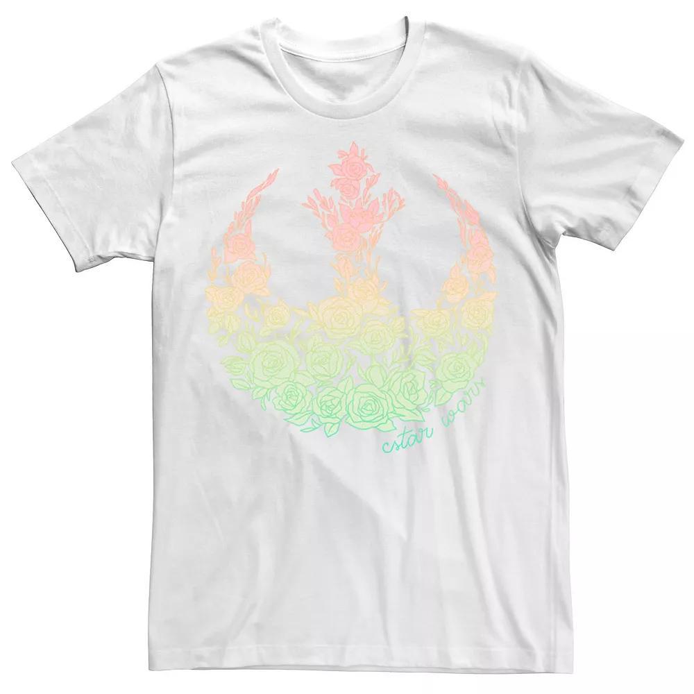 Men's Star Wars Pride Rainbow Gradient Rebel Floral Fill Tee, Size: Small, White Product Image