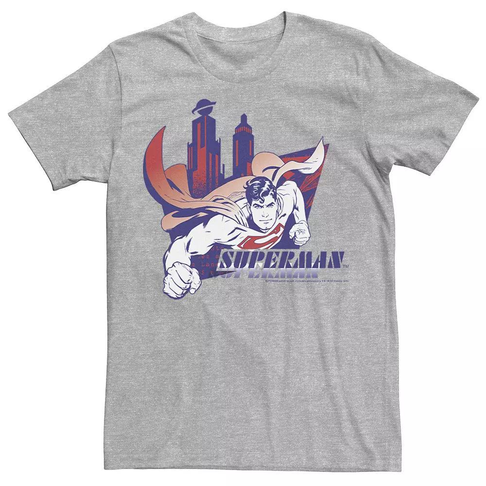 Men's DC Comics Superman Daily Planet Skyline Flying Poster Tee, Size: XL, Athletic Grey Product Image