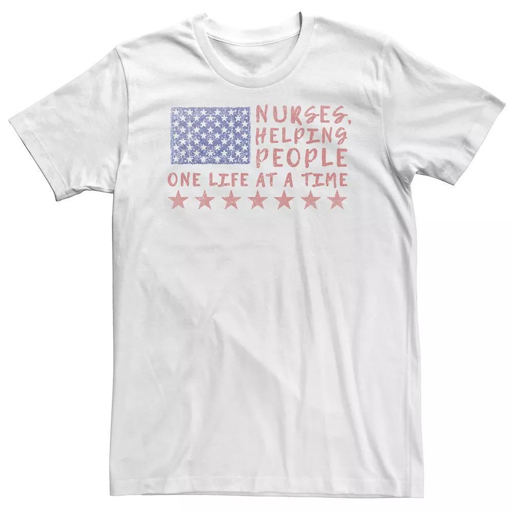 Big & Tall "Nurses, Helping People One Life At A Time" Tee, Men's, Size: 3XL, White Product Image
