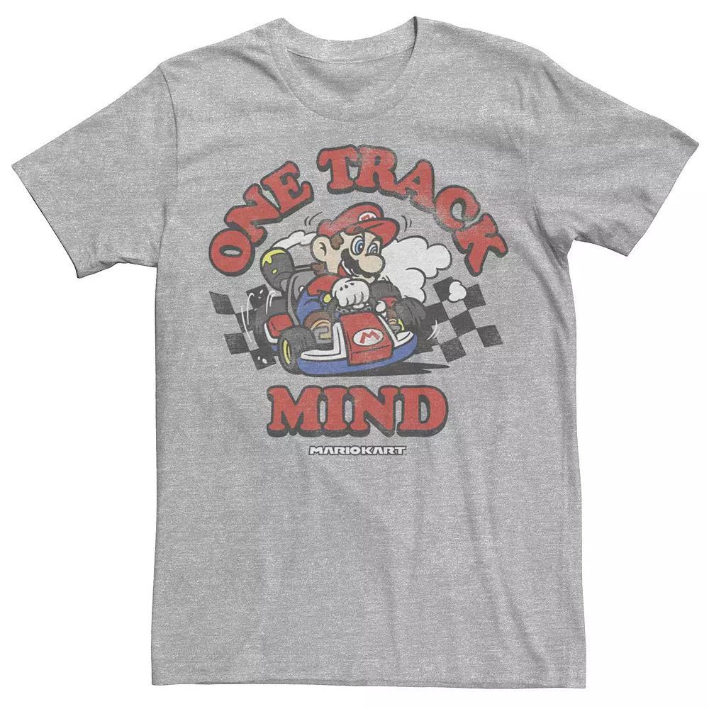 Mens Nintendo Mario Kart One Track Mind Graphic Tee Athletic Grey Product Image