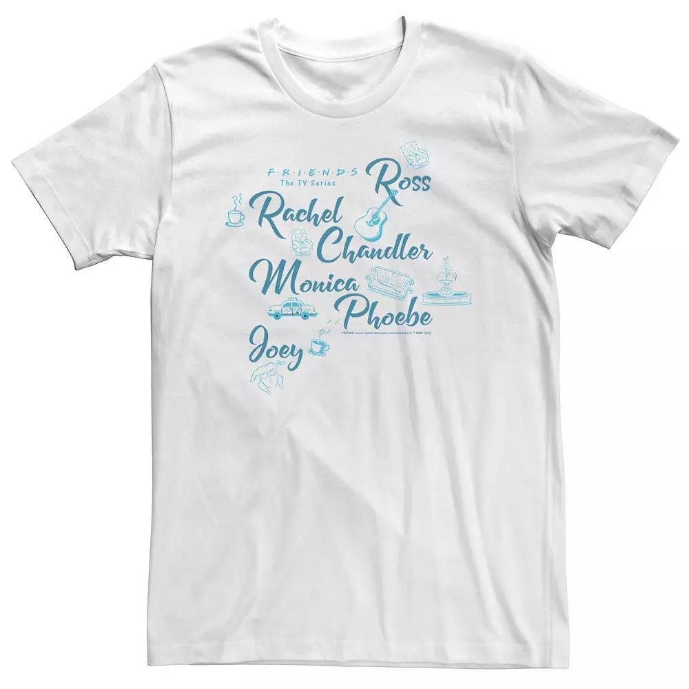 Big & Tall Friends All The Friends Symbols Name Stack Tee, Men's, Size: XL Tall, White Product Image