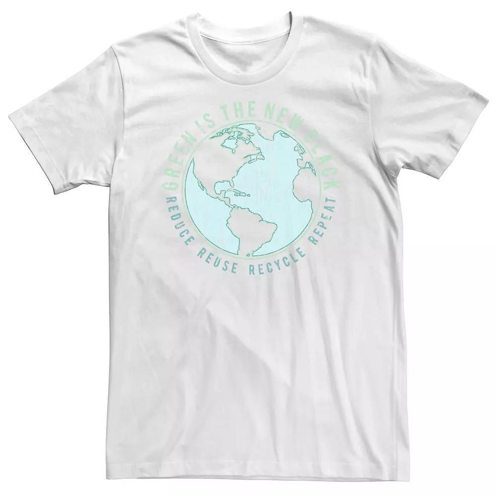 Big & Tall Earth Day Green Is The New Black Reduce Reuse Recycle Repeat Tee, Men's, Size: 3XL Tall, White Product Image
