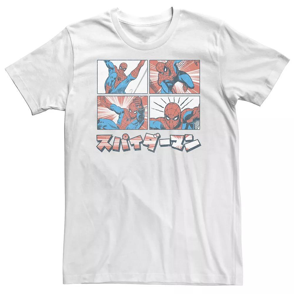 Big & Tall Marvel Spider-Man Kanji Comic Illustration Tee, Men's, Size: XL Tall, White Product Image
