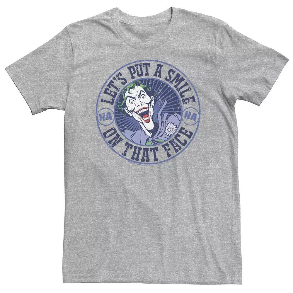 Big & Tall DC Comics Batman Joker "Let's Put A Smile On That Face" Tee, Men's, Size: 4XL, Athletic Grey Product Image