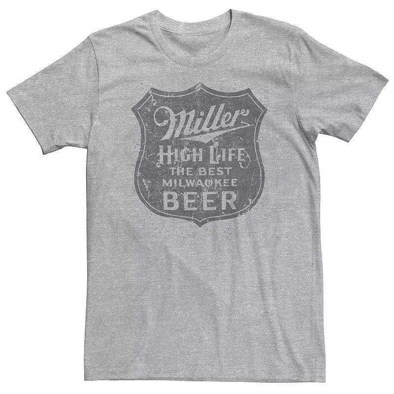Big & Tall Miller High Life Beer Vintage Shield Tee, Men's, Size: Large Tall, Athletic Grey Product Image