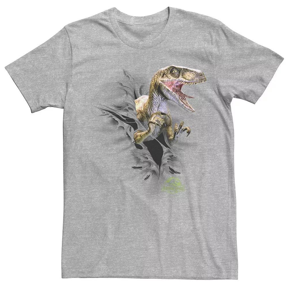 Men's Jurassic Park Ripping Velociraptor Graphic Tee, Size: XL, Athletic Grey Product Image