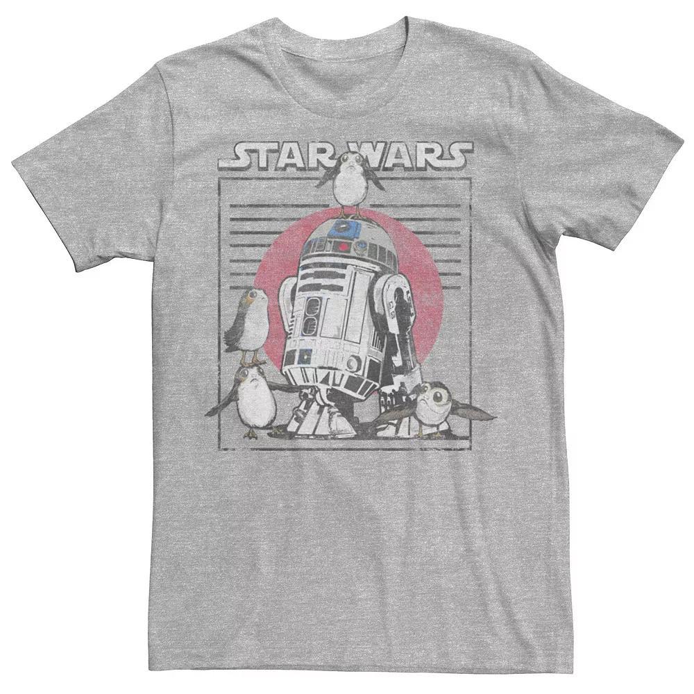 Men's Star Wars Last Jedi Flock of Porgs Surround R2-D2 Tee, Size: Small, Athletic Grey Product Image