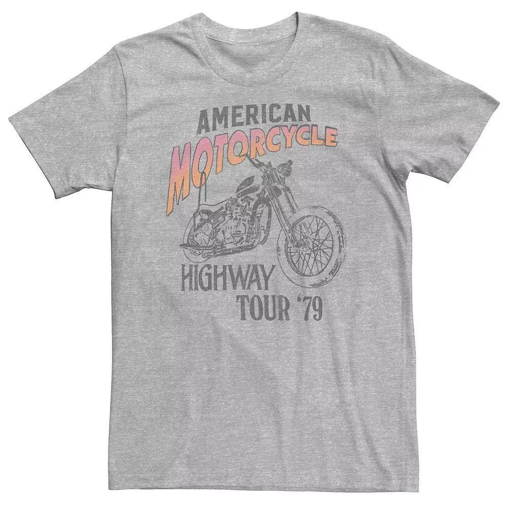 Big & Tall American Motorcycle Highway Tour '79, Just Passing...Back Graphic Tee, Men's, Size: 4XL, Athletic Grey Product Image