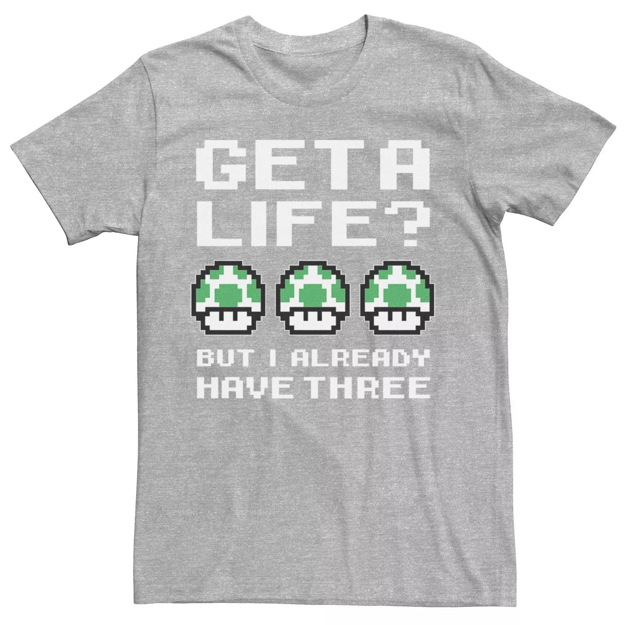 Men's Nintendo 1Up I have Three Lives Short Sleeve Graphic Tee, Size: 3XL, Athletic Grey Product Image