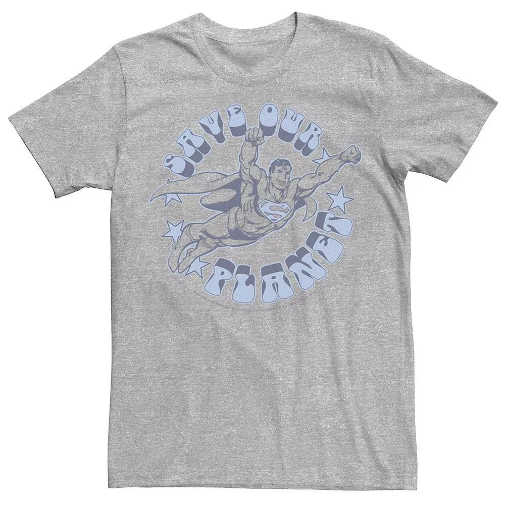 Men's DC Comics Superman Save Our Planet Circle Text Poster Tee, Size: Medium, Athletic Grey Product Image