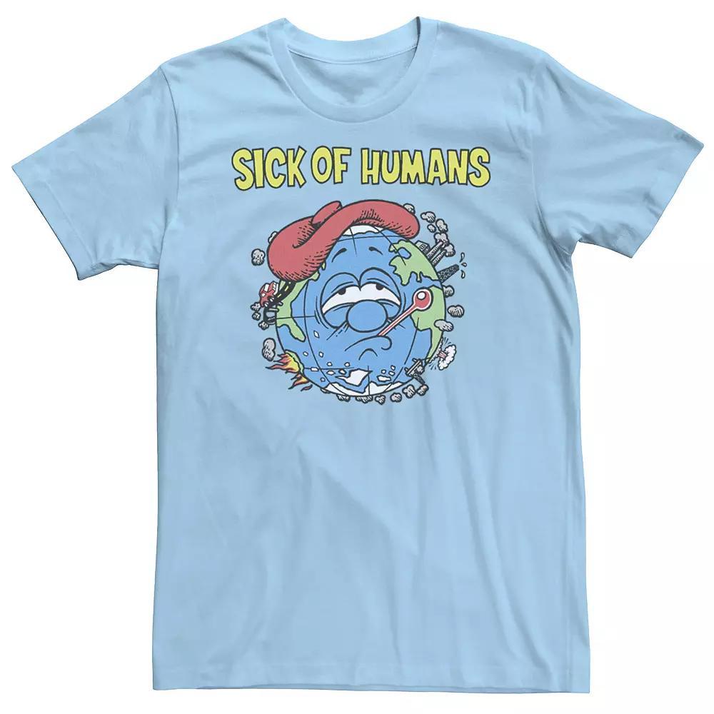 Men's Sick Of Humans Planet Earth Graphic Tee, Size: Medium, Light Blue Product Image