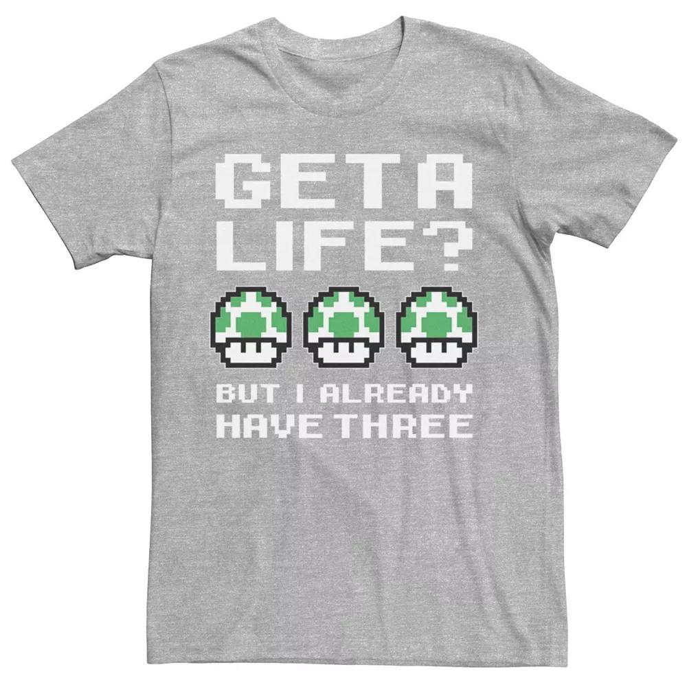 Men's Nintendo 1Up I have Three Lives Short Sleeve Graphic Tee, Size: 3XL, Athletic Grey Product Image