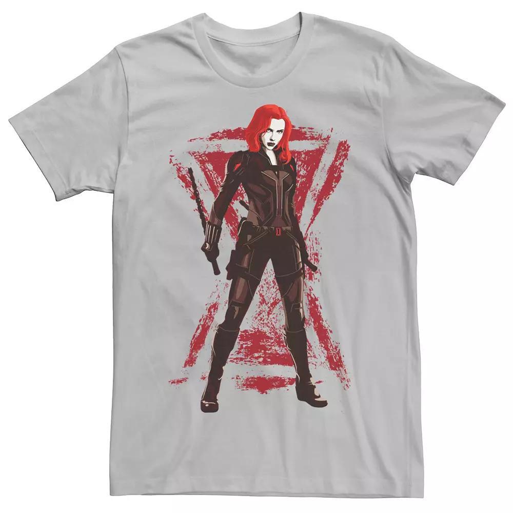 Men's Marvel Black Widow Painted Logo Portrait Tee, Size: Medium, Silver Product Image