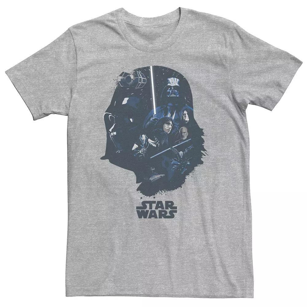 Big & Tall Star Wars Darth Vader Helmet Villain Fill Tee, Men's, Size: XXL Tall, Athletic Grey Product Image