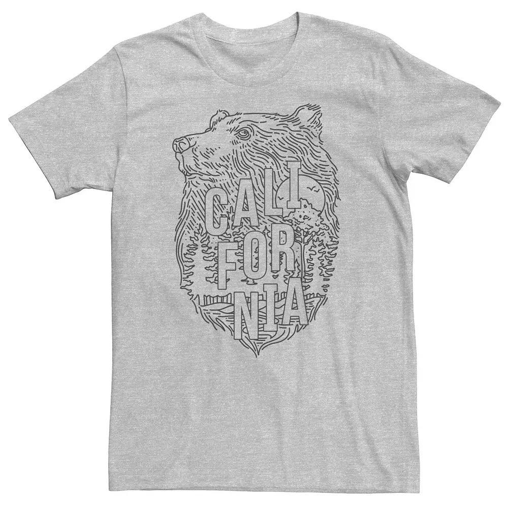 Men's California Outlined Bear Head Tee, Size: XXL, Athletic Grey Product Image