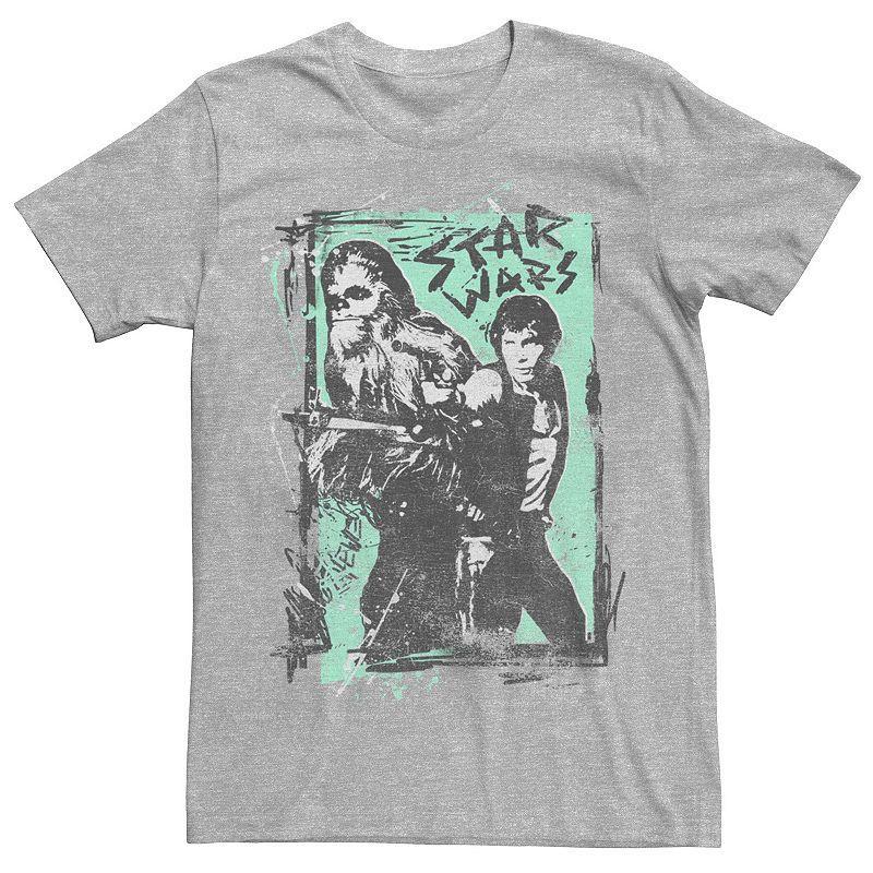 Men's Star Wars Han And Chewie Grunge Poster Graphic Tee, Size: 3XL, Athletic Grey Product Image
