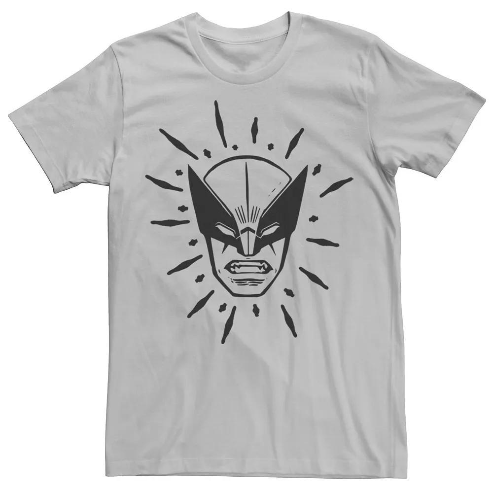 Men's Marvel Wolverine Face Doddled Tee, Size: Large, Silver Product Image