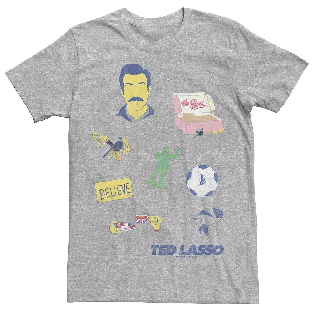 Men's Ted Lasso Icons Graphic Tee, Size: XXL, Athletic Grey Product Image
