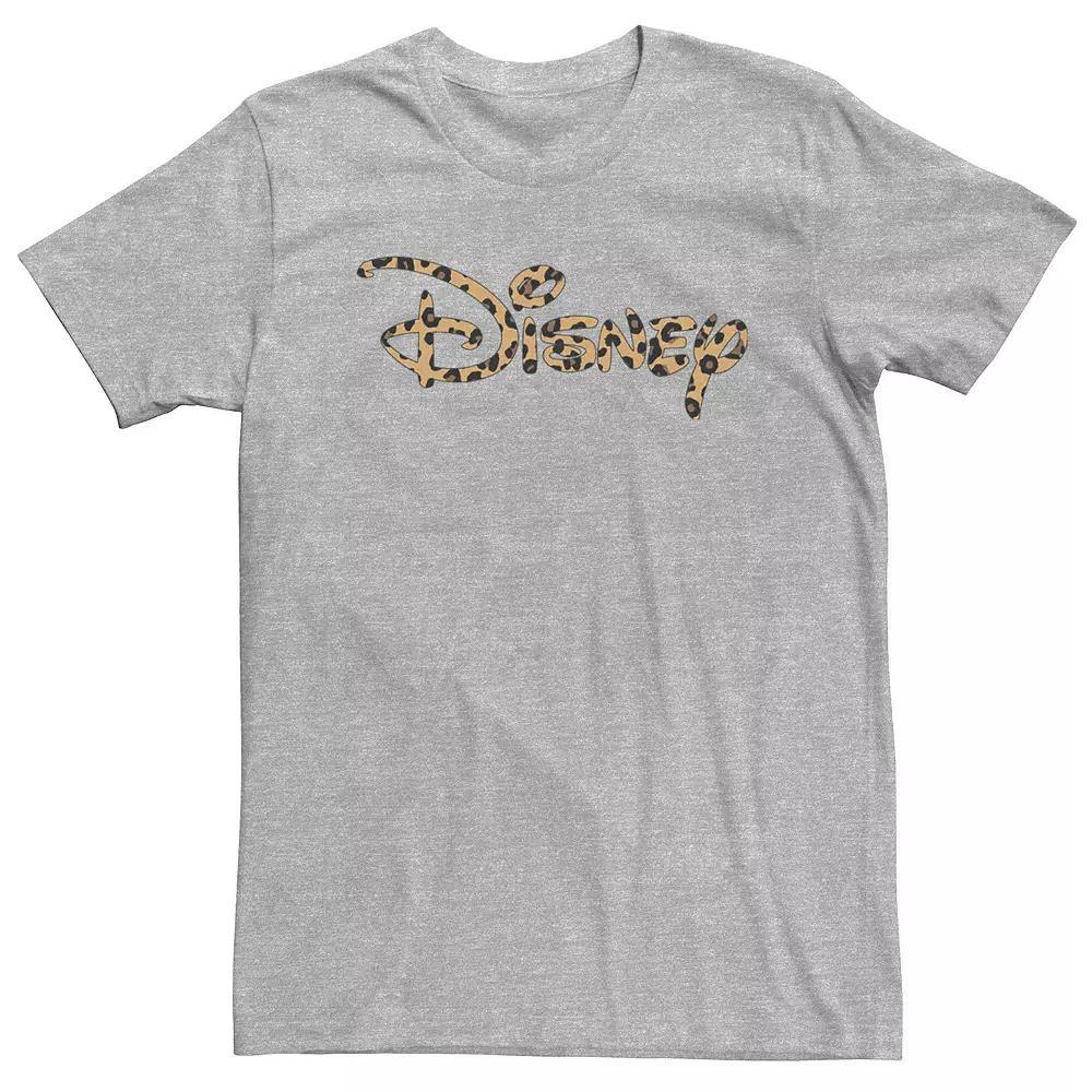Disney Big & Tall Logo Leopard Fill Tee, Men's, Size: Large Tall, Athletic Grey Product Image