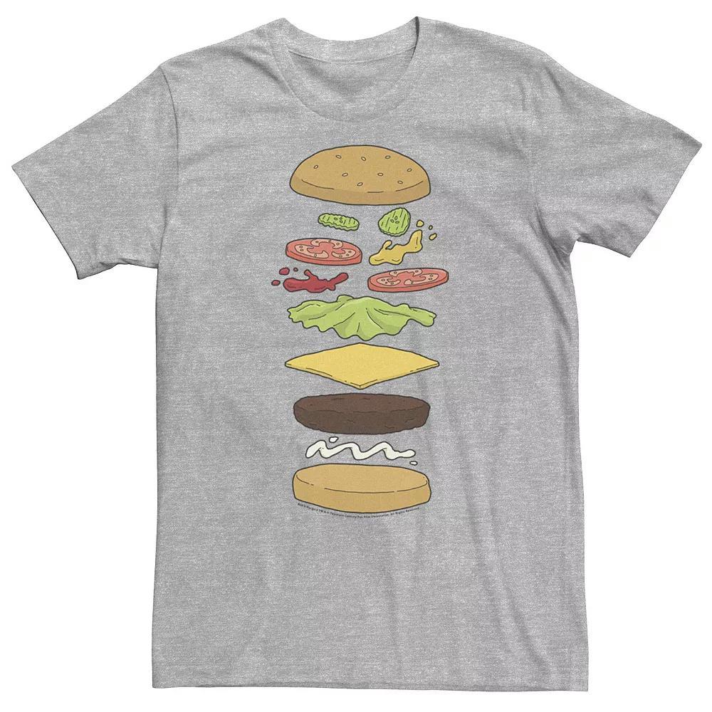Big & Tall Bob's Burgers Anatomy Of A Hamburger Tee, Men's, Size: 4XL, Athletic Grey Product Image