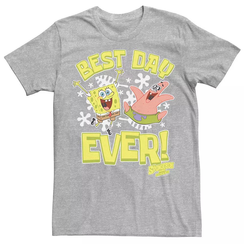 Men's SpongeBob Sponge On The Run Best Day Ever Tee, Size: Small, Athletic Grey Product Image