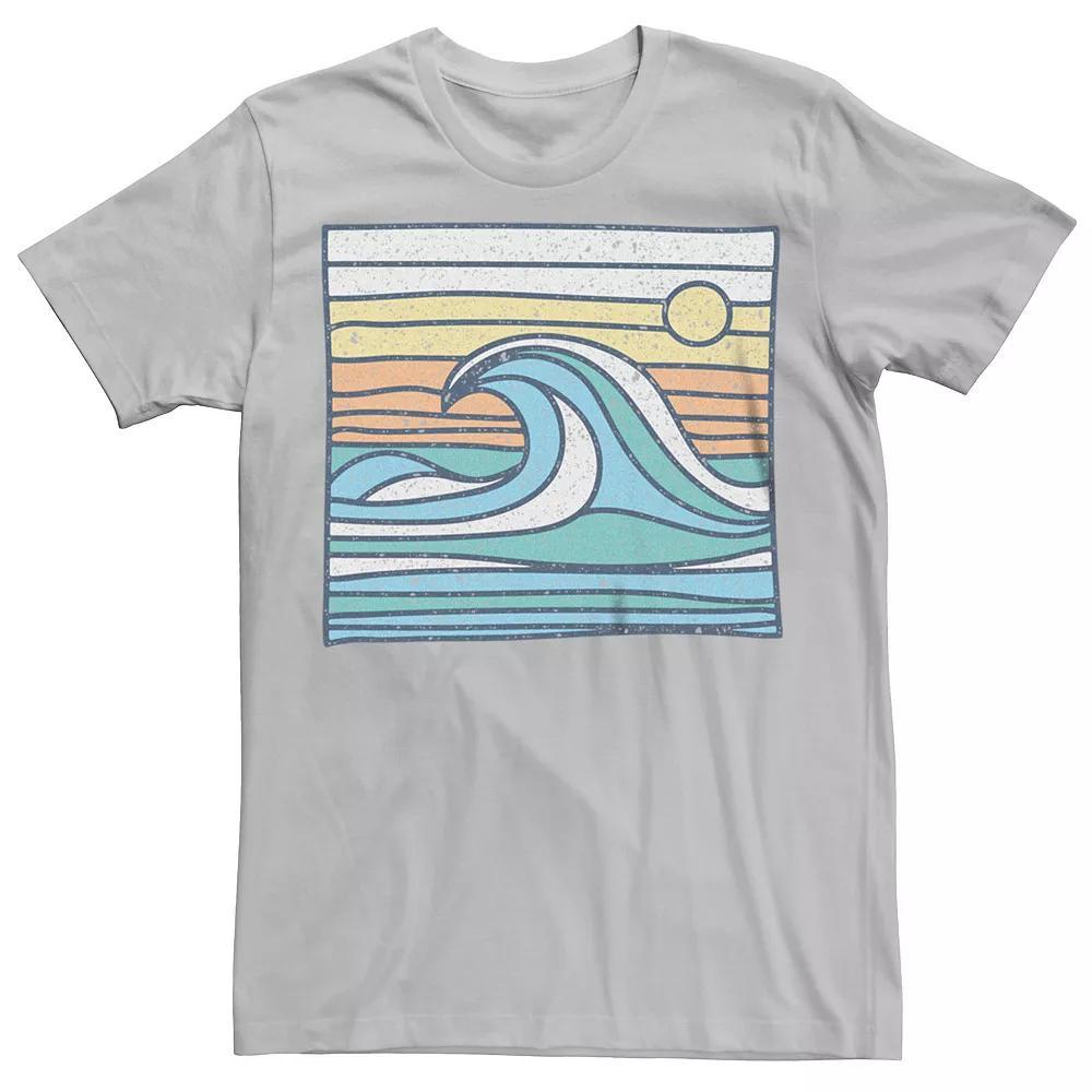 Men's Waves Sunset Lines Box Graphic Tee, Size: Small, Silver Product Image
