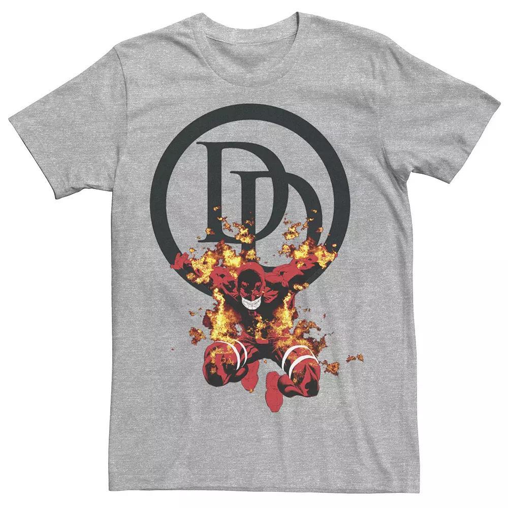 Men's Marvel Daredevil On Fire With Logo Tee, Size: XXL, Athletic Grey Product Image
