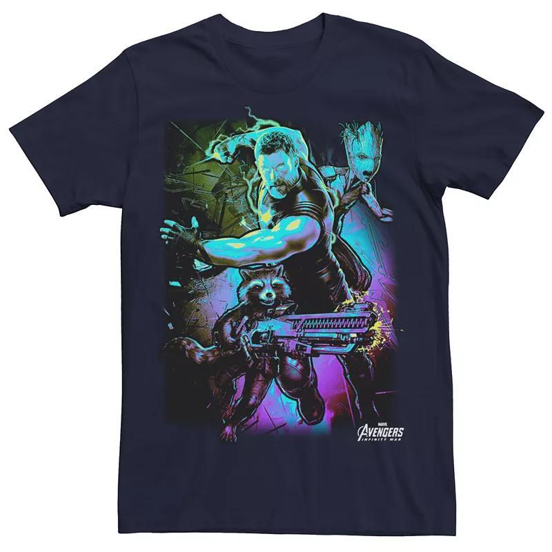 Men's Marvel Avengers Infinity War Guardians of the Galaxy Troubled Three Graphic Tee, Size: Medium, Blue Product Image
