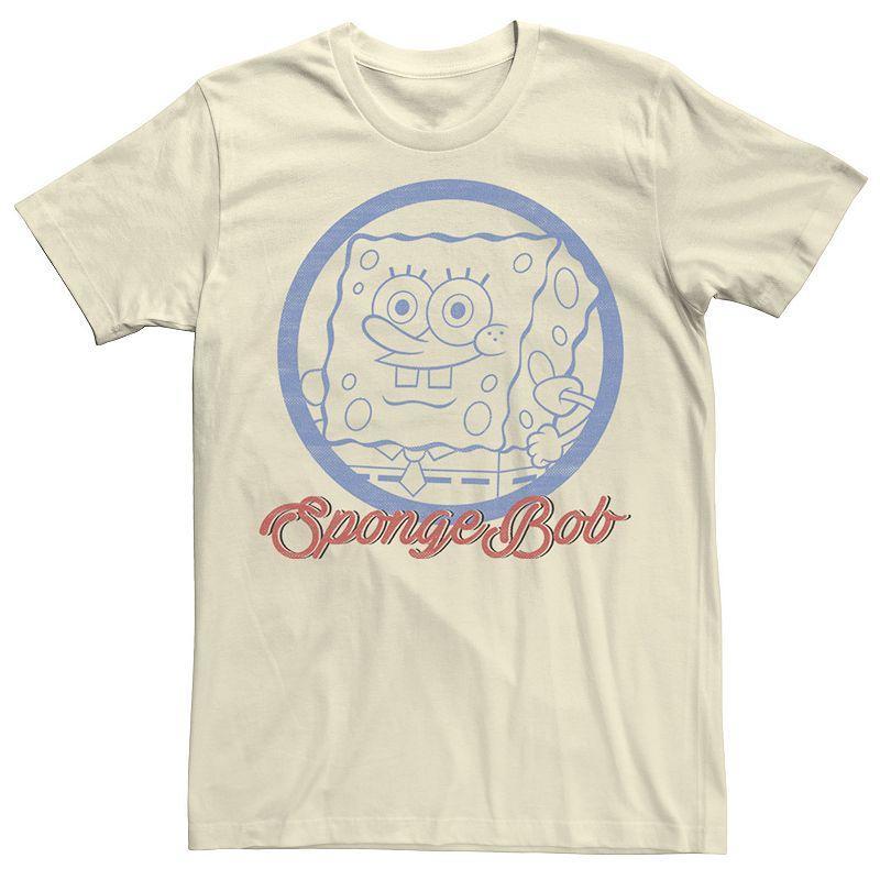 Men's Nickelodeon SpongeBob SquarePants Line Art Cursive Logo Portrait Graphic Tee, Size: Medium, White Product Image