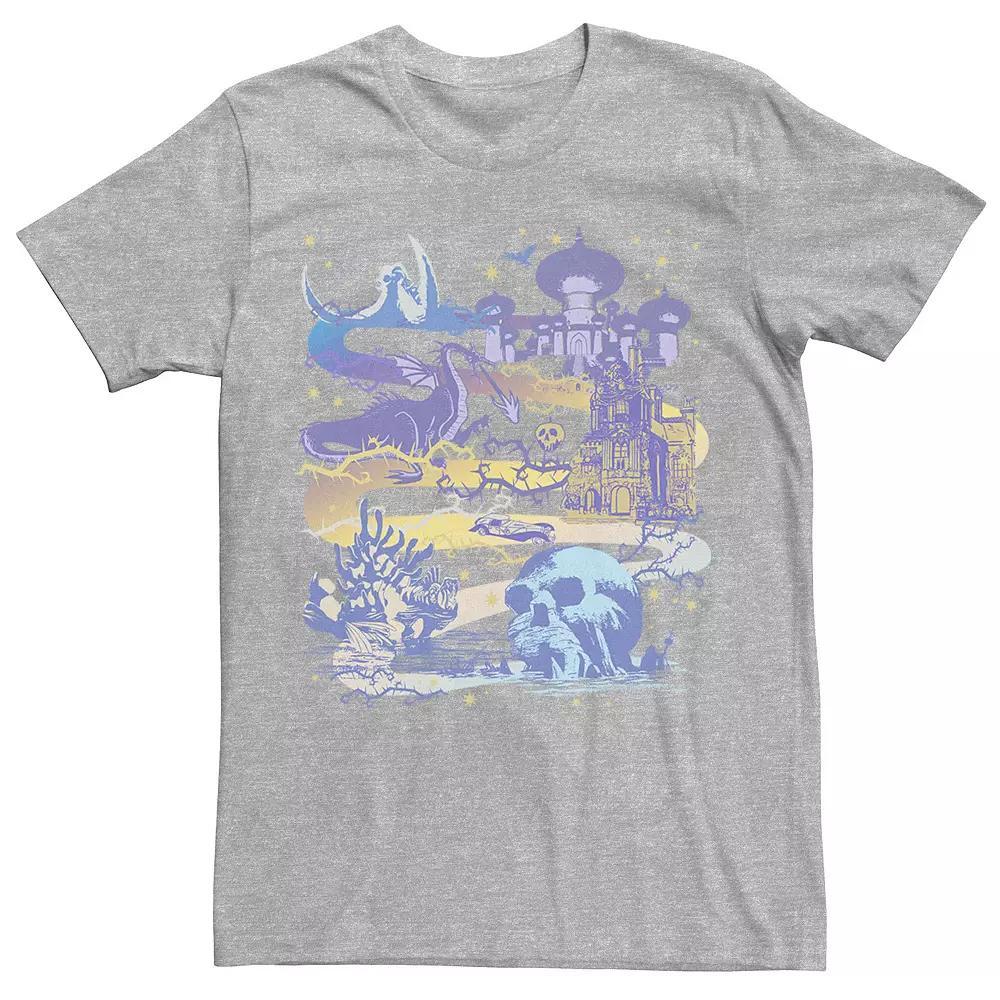 Disney's Villains Men's Map Poster Tee, Size: Large, Athletic Grey Product Image
