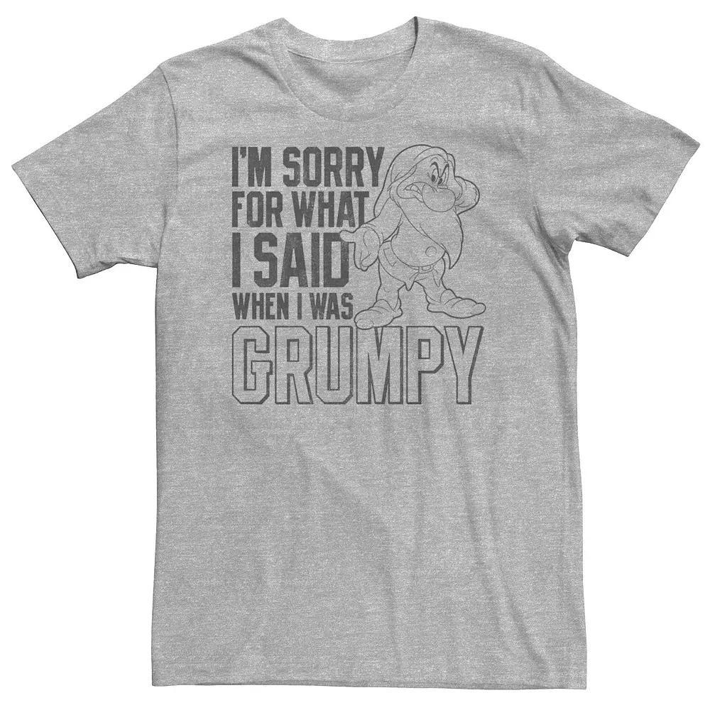 Big & Tall Disney Snow White Grumpy I'm Sorry For What I Said Tee, Men's, Size: 4XL, Athletic Grey Product Image